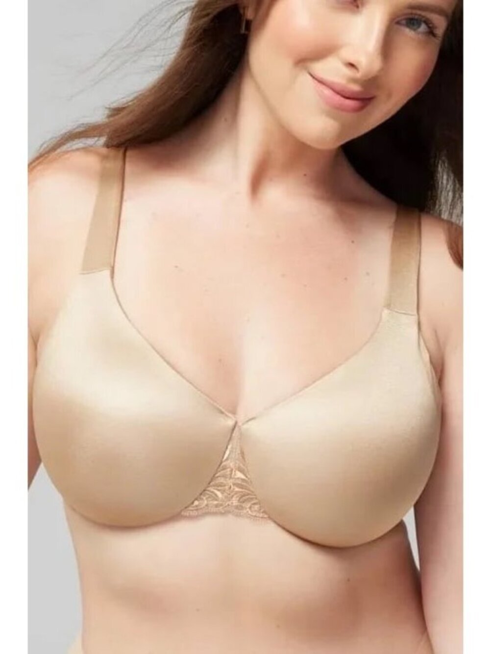 Soma Sensuous Sides Minimizer Bra Tan 3 Inch Satin Size 40DDD Nude NEW NWT